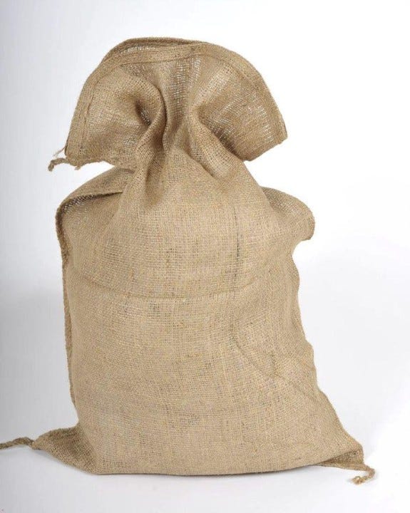 Sac jute pomme de terre sale
