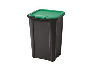 Poubelle recyclage coverline 45l base noir couvercle vert